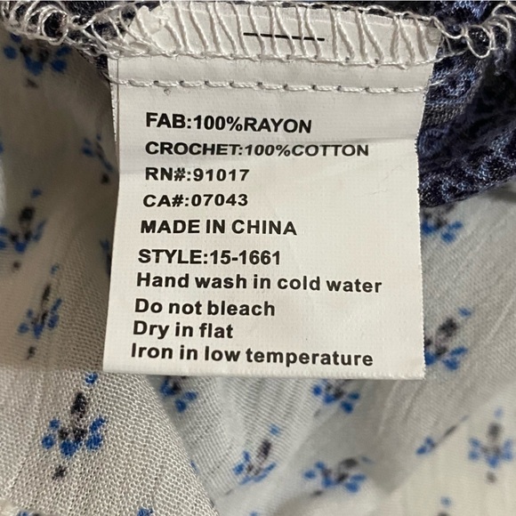 🎈SOLITAIRE women’s white blue bohemian crochet lightweight summer beach tunic - Picture 8 of 11